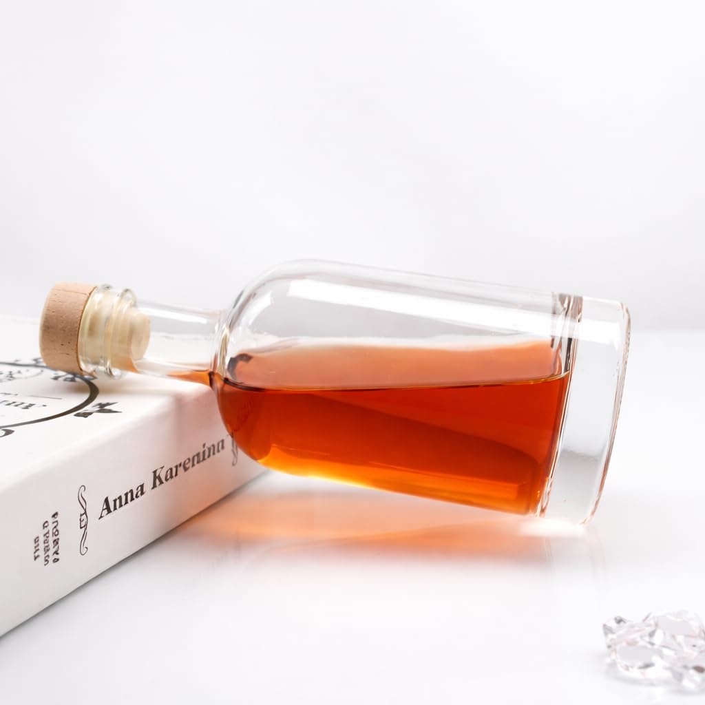 Tapón de Corcho Transparente Botellas de Vidrio vacías 500 ml - Tapas de Corcho Recargables Reutilizables - Apretado al Aire para endrinas Gin Aceite Vinagre Cerveza Vino Sidra(6 x 500 ml)