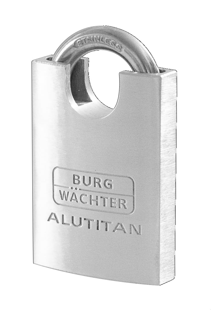 BURG-WÄCHTER Lucchetto, 2 Chiavi, Spess. Arco 8 mm, Corpo in Alluminio Massiccio, Meccanismo Interno Antiruggine, Doppia Chiusura, Alutitan 770 CS 50