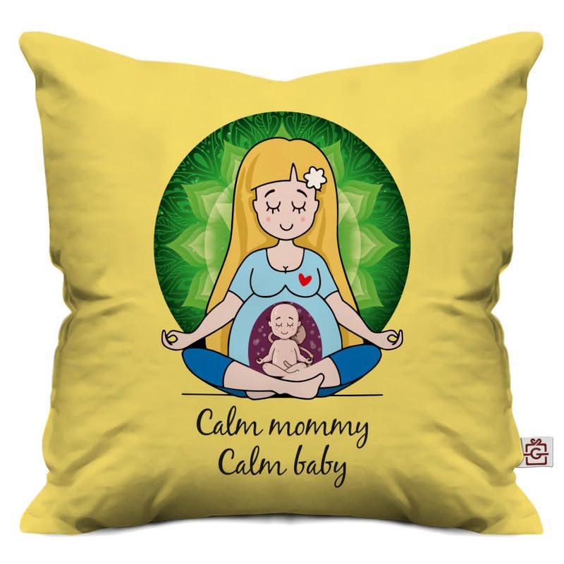 Calm Mommy Calm Baby Printed Cushion | Mom to Be Gift/Soon-to-Be Mom/Mother to be/Parents to Be Gift | Gifting Cushion for Baby Shower Wife/Sister/Bhabhi/Relative (12x12 Inches)-image-45