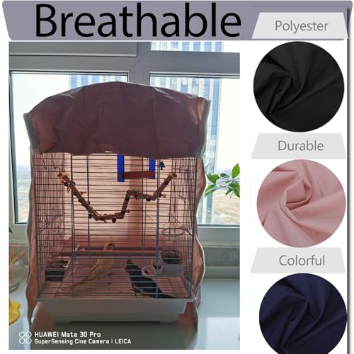 Image of QBLEEV Birdcage Covers, Parrot Large Cage Cover Shade, Pet Universal Blackout Windproof Light-Proof Sleep Reduces Distractions Night Accessories Cloth Without Cage-14.1x18.5x35.4in (LxWxH)