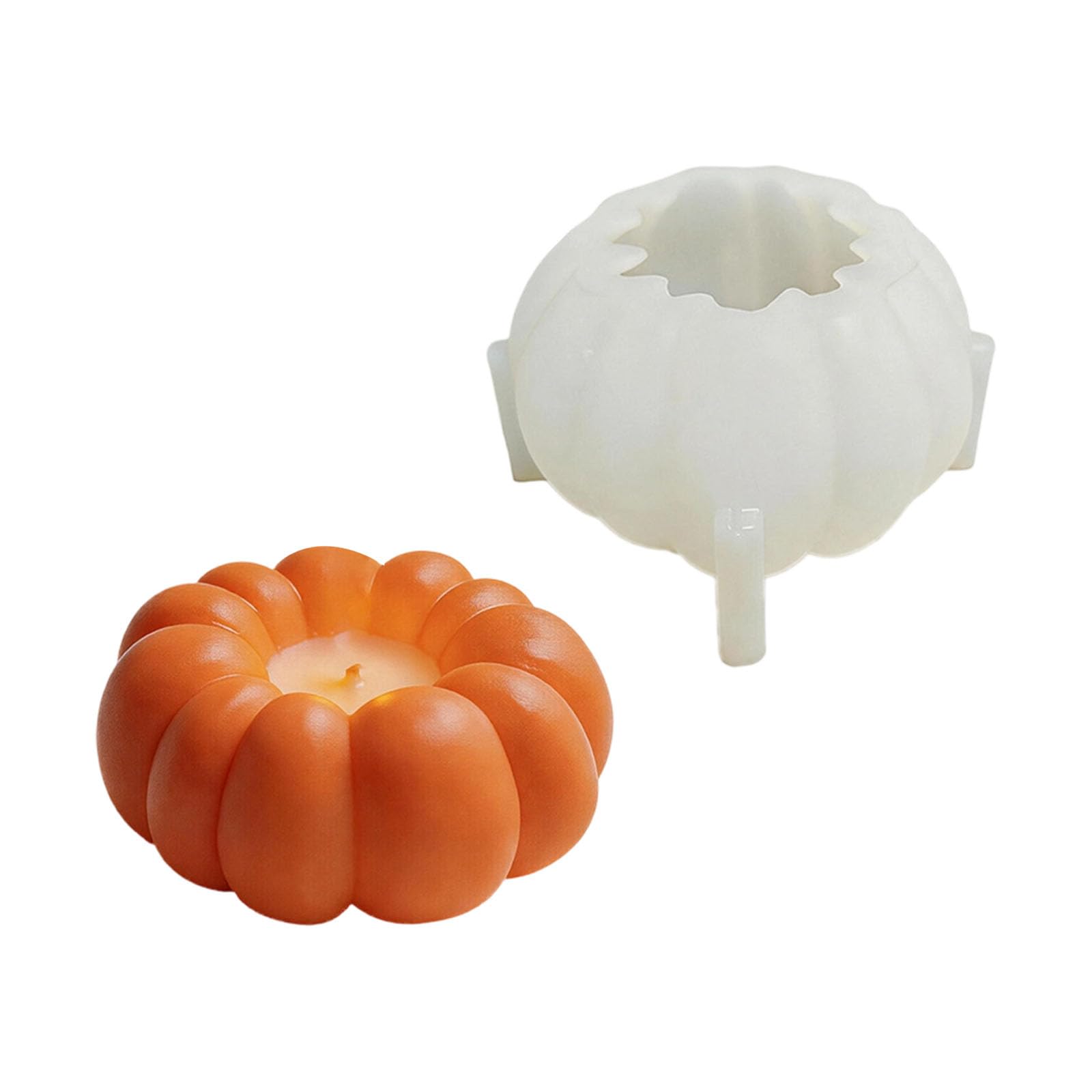 Tsophreniq Multipurpose Pumpkin Shape Silicone Molds Easy Demolding for Soap Gypsum Ornament and Epoxy Resin Chocolate Cast