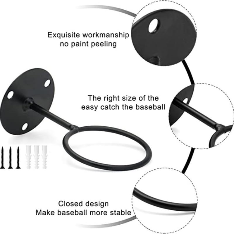 Nvzi-c 3-Piece Black Wall Mounted Baseball Storage Rack, Golf Baseball Storage Rack Display Rack, Sports Equipment and Equipment Baseball bat Rack (Baseball bat Rack)