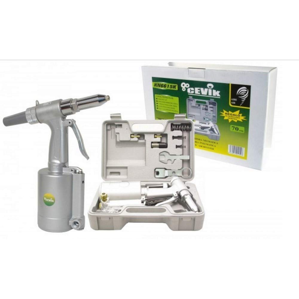 Cevik NE-KN6615K - Remachadora neumática. Fuerza de tracción 7063 Nm. Presión de trabajo 6 bar. Capacidad remachado:4,8 mm