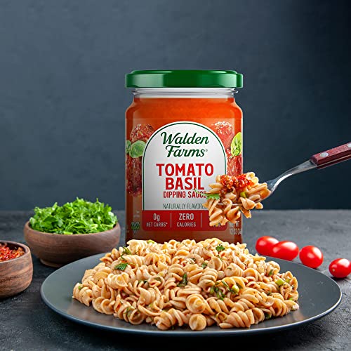 Walden Farms Tomato Basil Pasta Sauce – Zero Calorie, Sugar Free, Keto & No Carb Sauce for Pasta, Veggies & More – 2-Pack, 12 oz Bottles