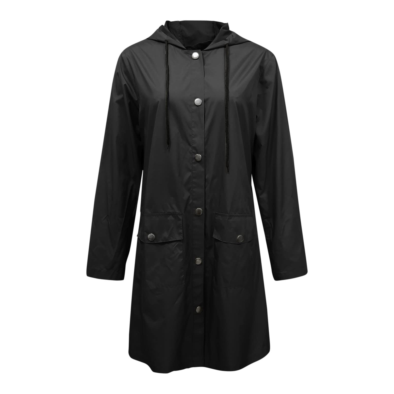 Genérico Poncho Impermeable Mujer - Chubasquero largo femenino impermeable ligero con capucha ajustable elástica y cordón en cintura incluye bolsillos laterales para mujer