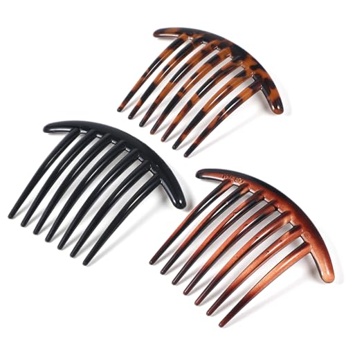 Set de 3 Peines Franceses para Mujer, Negro, Gris y Marrón miniatura 1