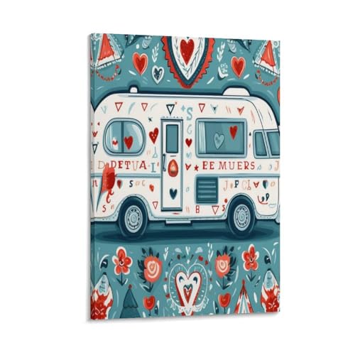 HighonHi Christmas Camping Canvas Print Wall Art Framed 20x30 Inch