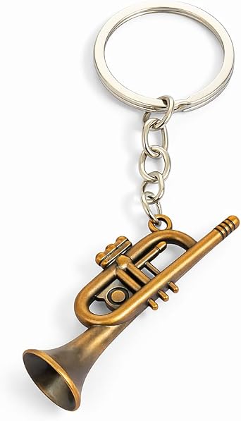 Trumpet Keychain Musical Keychains Bag Charms for Women with Miniature Trumpet Instrument Model, Cool Key Chains Gifts for Music Lovers