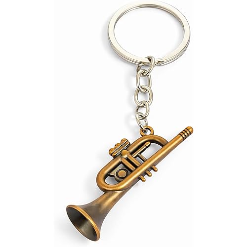 Trumpet Keychain – Musical Keychains Bag Charms for Women with Miniature Trumpet Instrument Model, Cool Key Chains Gifts for Music Lovers