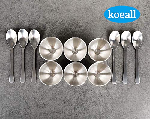image for koeall Stainless Steel Egg Cups Set for Hard Soft Boiled Eggs with 6 E