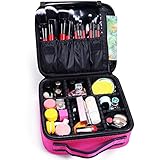 Docolor Travel Makeup Bag,Double Layer Portable Cosmetic Bag with Adjustable Dividers,Waterproof Makeup Case for Makeup Brushes,Travel Toiletry Bag for Women Cosmetics Accessories Tools Case