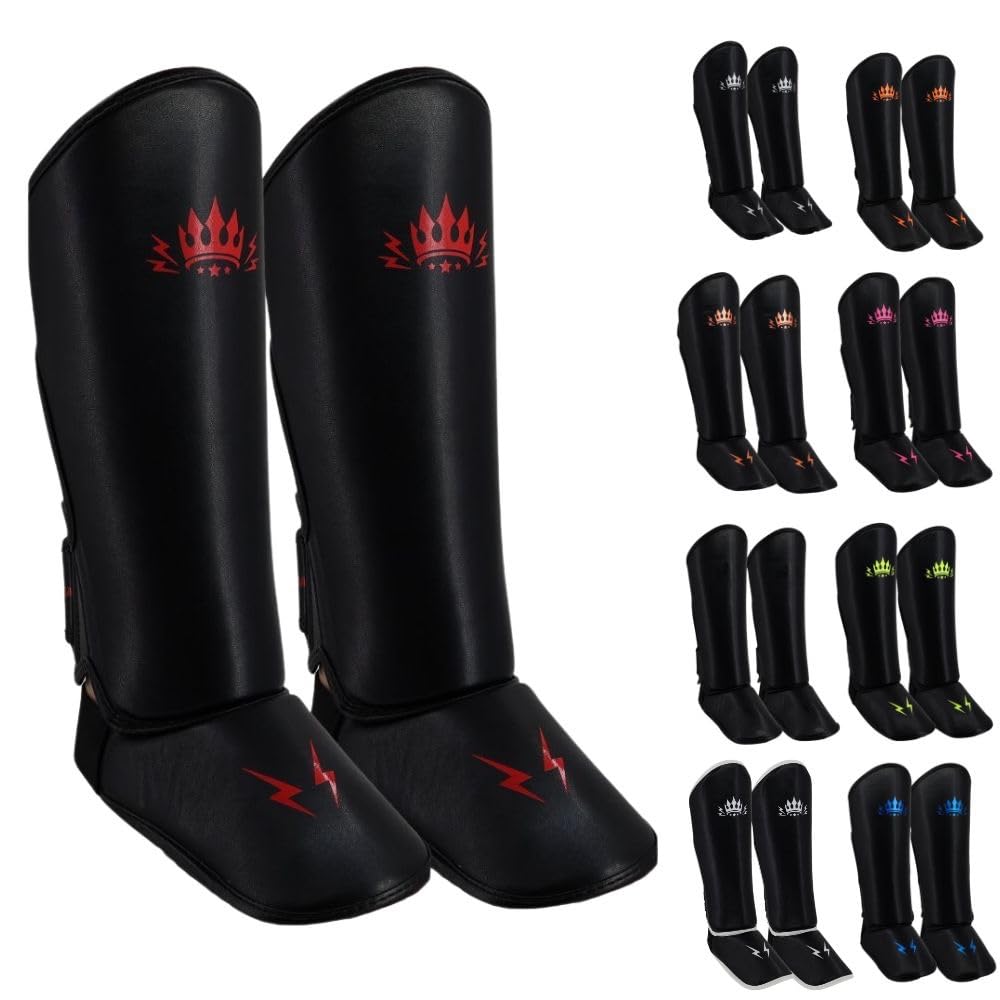 Playerz Element Kids Shin Guards, Premium Shin Pads, Ideal for MMA, Muay Thai, and Kickboxing, Full Coverage Design With Adjustable Straps and Breathable Construction