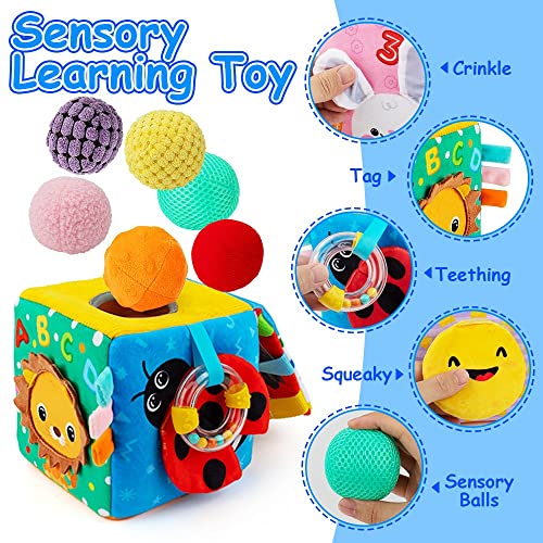 Beetoy Sensory Busy Cube For Baby, Montessori Infant Toys With Textured Sensory Balls, Early Learning Travel Toys For Fine Motor Skills, Perfect Newborn Boy And Girl Gift #TOP2