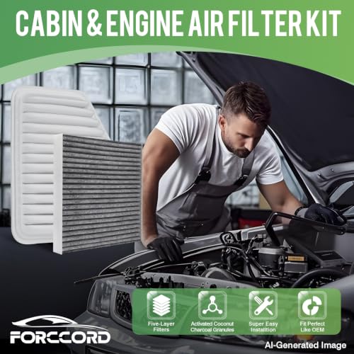Image of Engine & Cabin Air Filter Fit for 2007-2011 Toyota Camry, 2006-2012 Rav4, 2005-2011 Avalon, 2009-2011 Corolla, 2009-2011 Matrix 2.4L Air Filter Kit Replace#CF10285 CA10169 Car Accessories