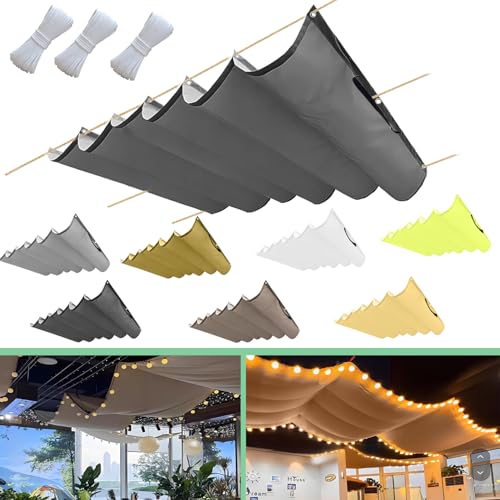 Retractable Wave Shade Canopy Outdoor Sliding Sun Shades Cloth Waterproof Pergola Cover Retractable...
