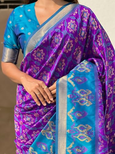 Panzora purple patola silk saree – image 5