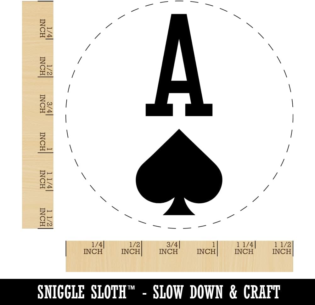Ace of Spades Card Suit Self-Inking Rubber Stamp Ink Stamper for Stamping Crafting Planners - 1-1/2 Inch Large - Black Ink