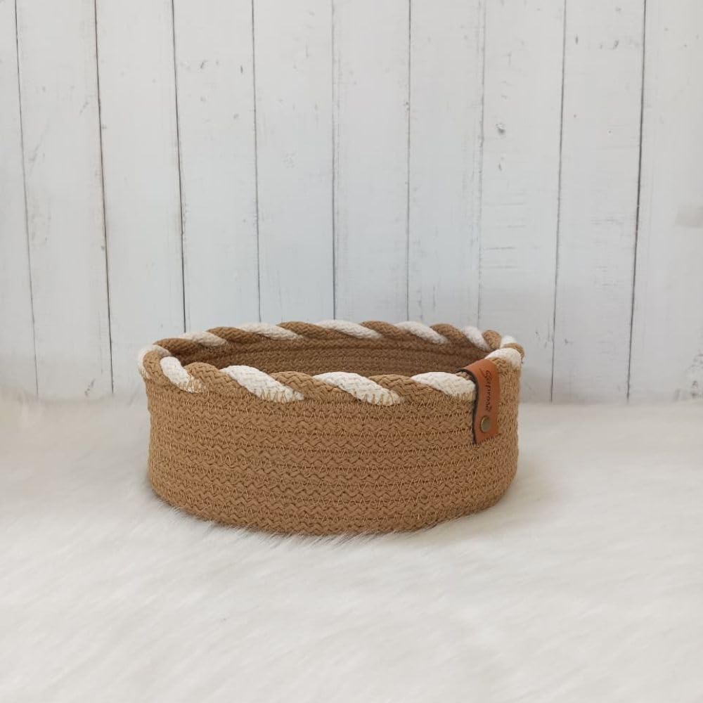 Saprose Chapati Basket Hot Case with Cotton Roti Clothe, Roti/Chapati Storage Box | Chapati box | Roti Basket for Dining Table | Bread Basket | Dining Table Accessories Diameter: 22cm (Beige) 4