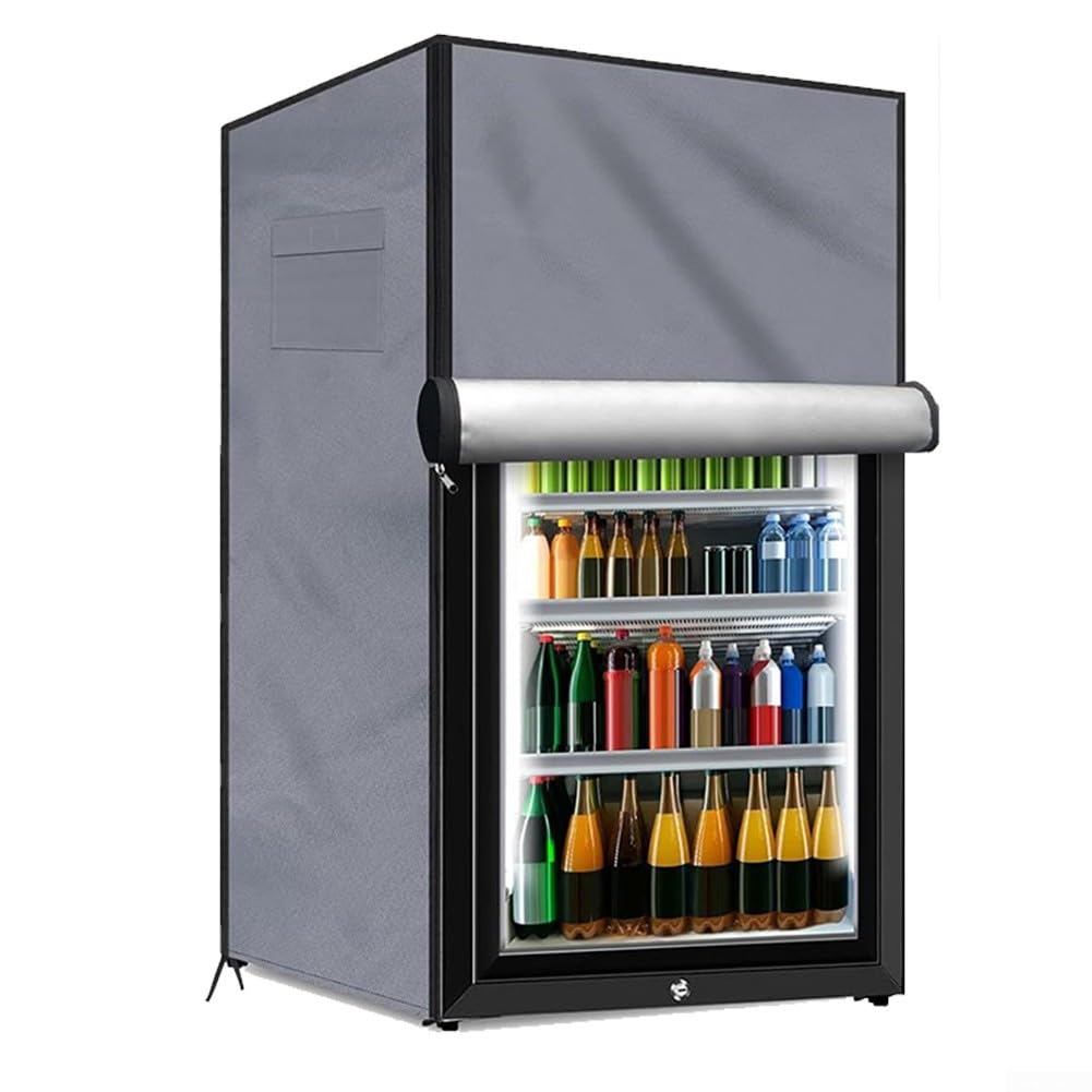 Cubierta impermeable para refrigerador al aire libre, para mini congeladores verticales, protección a prueba de polvo, con bolsas de almacenamiento correas ajustables, tela Oxford 210D (gris S)