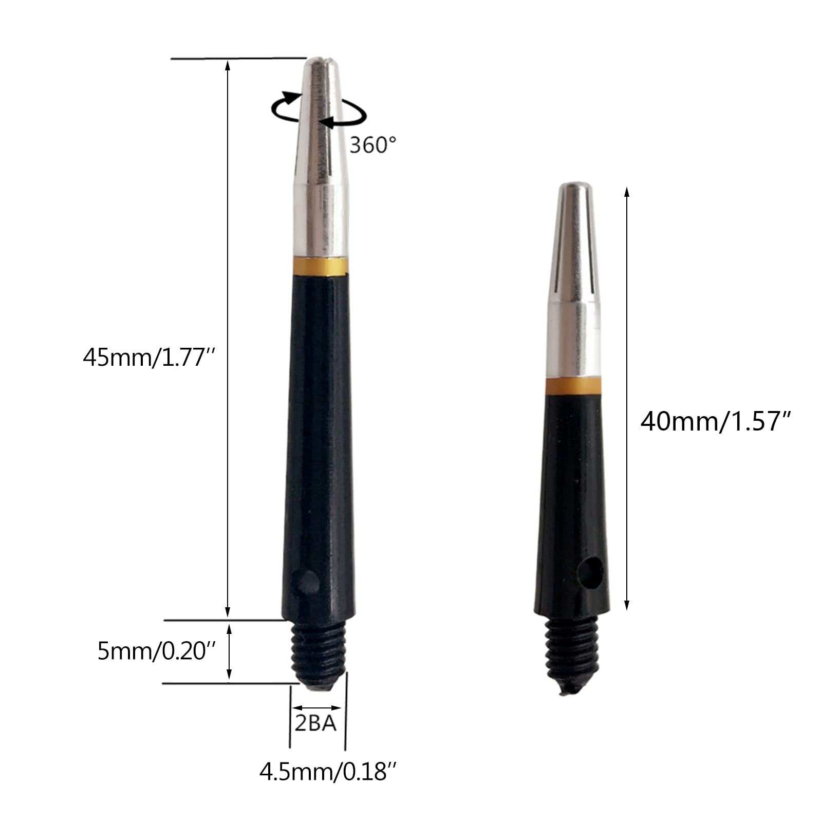 ljhnba 4 Pcs/Set Professional Aluminum Short Darts Shafts Dart Stems Throwing Fitting 41mm