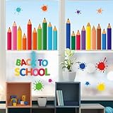 precio puerta doble hoja de aluminio Calcomanías coloridas para lápices: incluye 9 vibrantes adhesivos para ventana diseñados para elevar el aspecto de cualquier habitación, perfectos para celebrar el regreso a la escuela.