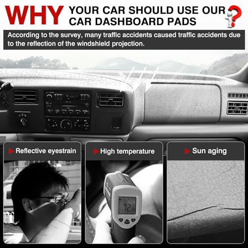 Image of Autorder Dashboard Cover Mat for 1999-2004 Ford F250 F350 F450 Super Duty Accessories Dash Cover Upgrade Velvet Dash Mat Sunshade Glare UV Rays Protector