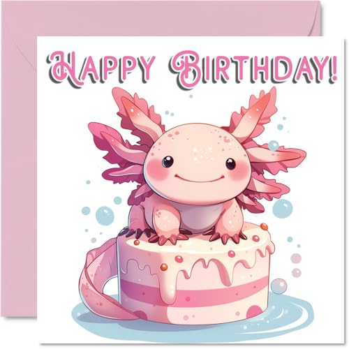 Cartes anniversaire Axolotl gâteau animal