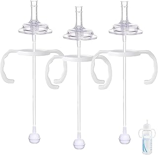 Straw Transition Sippy Cup Conversion Kit for Dr Brown Narrow Mouth Baby Bottles, Soft Straw top and Weighted Sippy Cup Kit with Handles, Set of 3