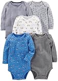 Simple Joys by Carter's Unisex Baby Langärmeliger Body, 5er-Pack, Blau/Grau/Weiß, 24 Monate