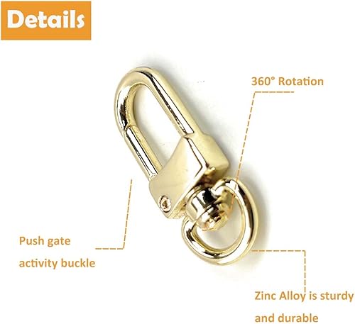 Miniatura 4 de 10 ganchos giratorios estilo arco, cierre de pinza de langosta, ganchos a presión, clips de gatillo para proyectos de costura y manualidades (0.327