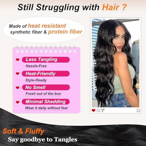 Sarensall Black Wigs for Women Lace Hairline Synthetic Wig for Daily Party — view 5