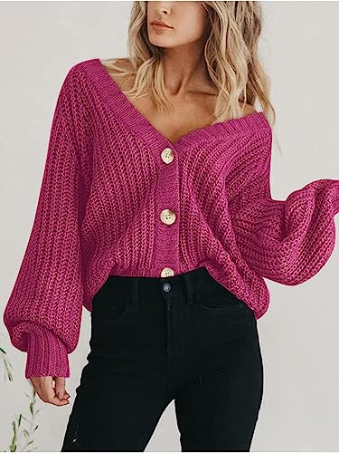 Image of PRETTYGARDEN Women's Chunky Knit Open Front Sweater Long Sleeve Button Loose Short Cardigan Outerwear Coats