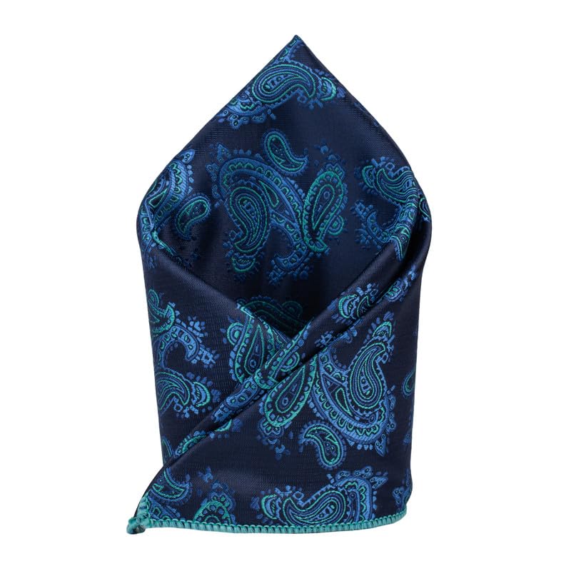 the tie hub Paisley Navy Blue Microfiber Pocket Square For Men-picture-50