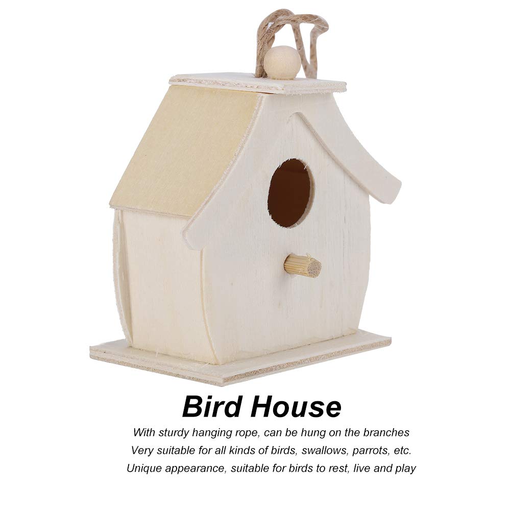 Set 4 Mini Casette Uccelli Legno Platano 7x4x7cm Da Appendere Giardino | Ornamento Rustico Resistente Agli Agenti Atmosferici Piccoli Uccelli Birdwatching