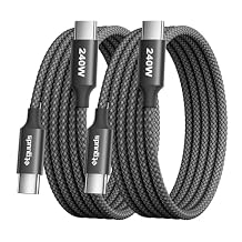 etguuds 240W USB C to USB C Cable 6ft, 2-Pack C to C Cable Fast Charging, Type C Charger Fast Charging, USBC to USBC Cord for iPhone 17 16 15 Series Samsung Galasy S26 S25 S24, MacBook iPad Pixel