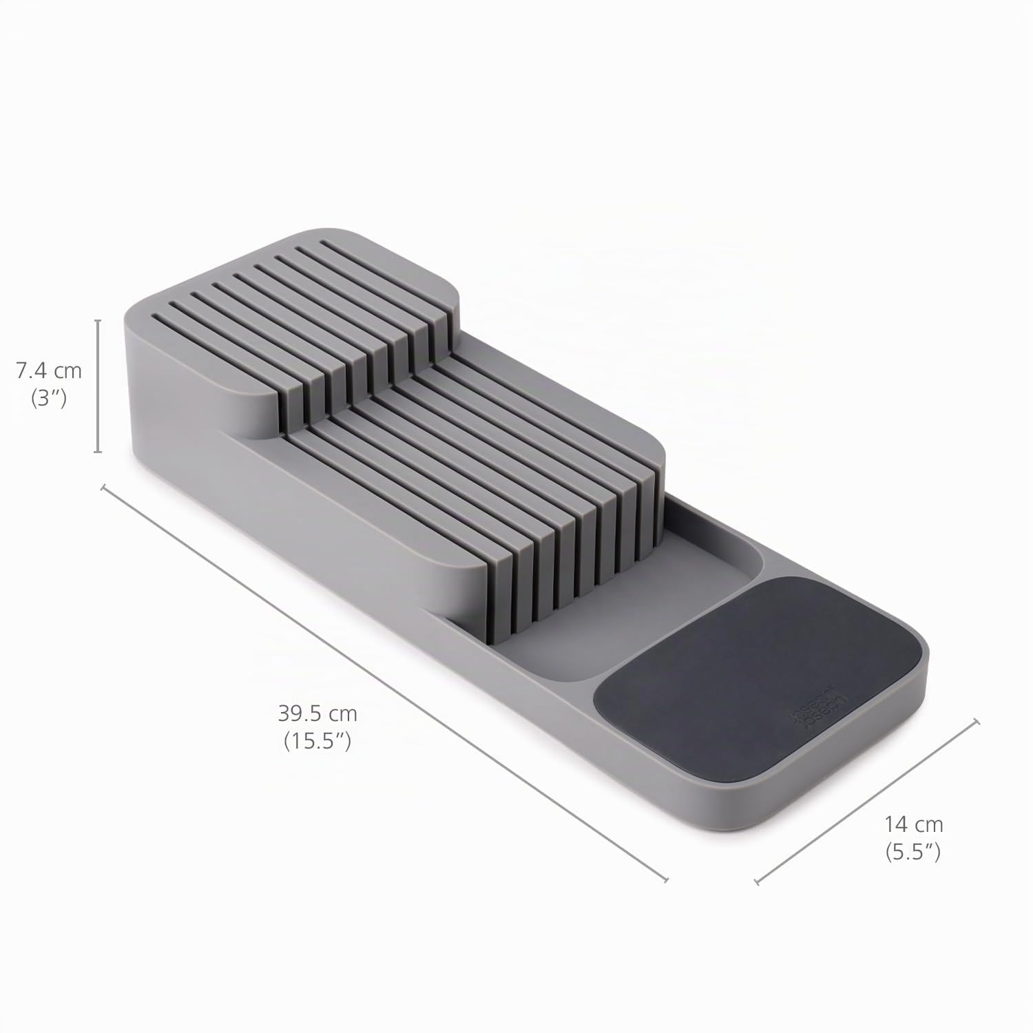 Joseph Joseph DrawerStore Organizer per Coltelli, contiene fino a 9 Coltelli, Organizzazione della Cucina e conservazione nei Cassetti - Compatto, Grigio