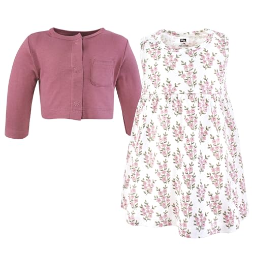 Image of Hudson Baby Girls' Cotton Dress and Cardigan Set