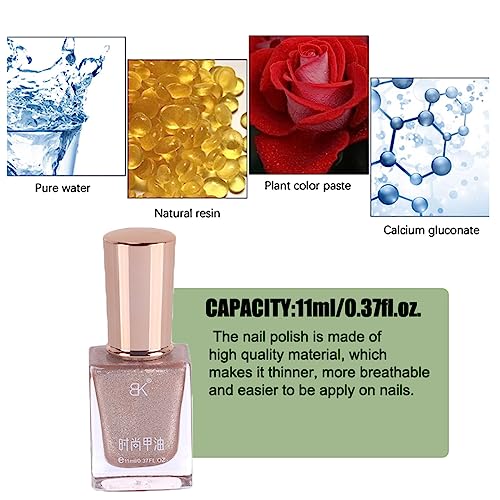 SONGQEE Glitter Nail Polish - Champagne Gold Varnish Quick Dry Long Lasting Gel No Need Baking Polishes for Women Girls, DIY Home Manicure Nails (11ML) (Glitter Gold) - Image 4