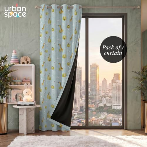 Image of Urban Space 100% Blackout Window Curtains for Kids Room | Digital Printed Nursery & Bedroom Curtain | 100% Light Blocking Eyelet Curtain with Tie Back | 1 Panel (Window - 5 Feet, Forest Friends)