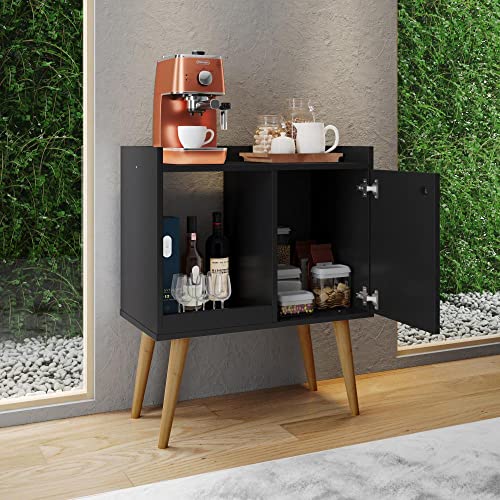 Quality Móveis Buffet Sideboard Retro Coffee Corner 1 Door Linus Model Black