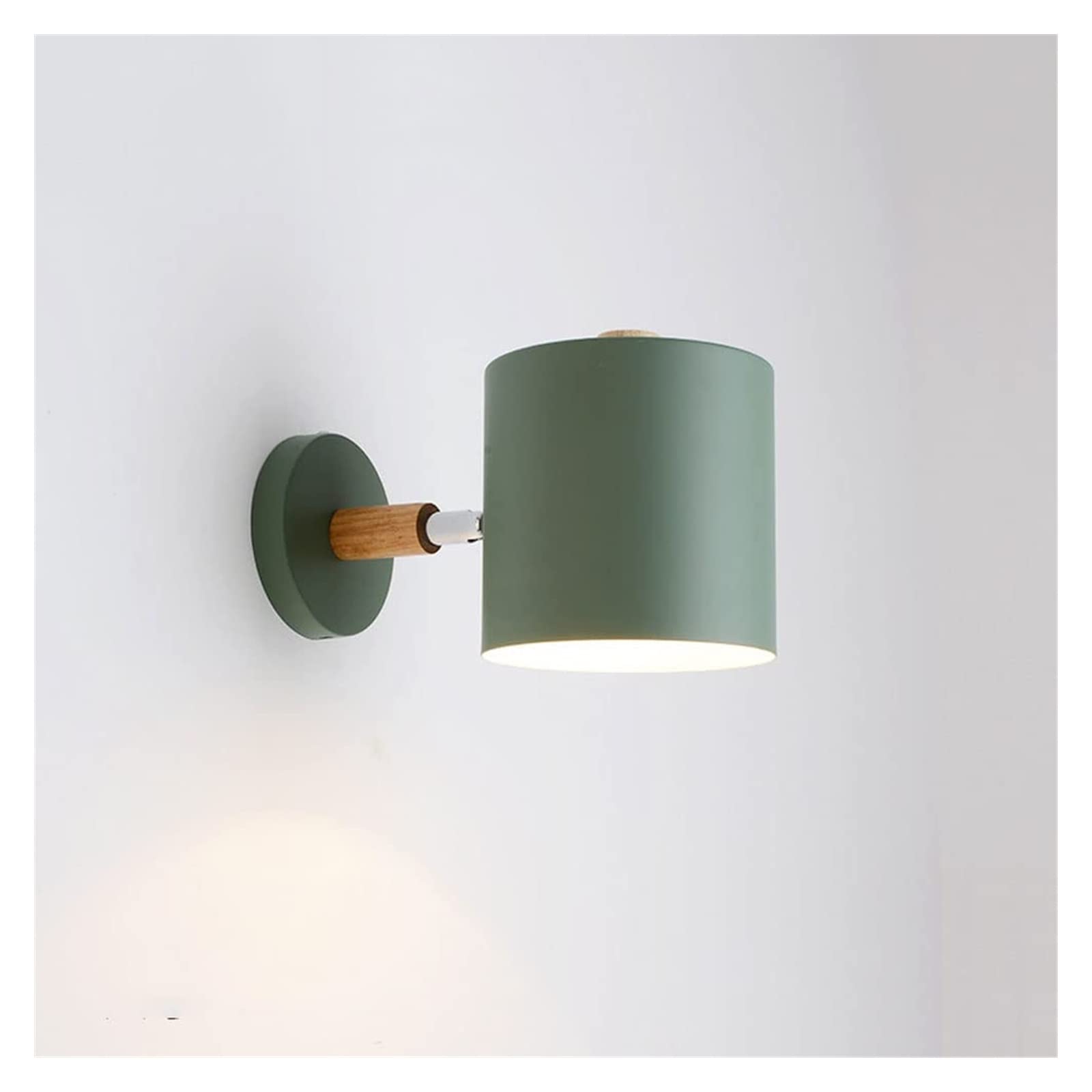 NHPJFDC Adjustable Wood Wall Lamp Sconce for Bedroom, Living Room & Hallway - Stylish Reading Light Fixture with E27 Socket (Green Color) Green
