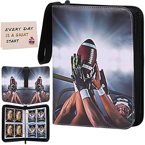 Weilaike Football Trading Card Binder with Sleeves, Card Album can Hold 400 Cards(100 Pages*4 Cards), with Waterproof Surface and Strap, Sports Card Storage Organizer for Collectors, Childrens Cover