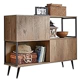 Mid-Century Console Table with Storage, Modern Wood Entryway Console Table with 2 Cabinet Doors Splayed Legs for Living Room, Industrial TV Stand for 43 Inch TV with Drawers, LS212N1-A