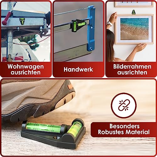 WEIDEBACH® 1x Robuste Wasserwaage klein, Magnetische Mini Wasserwaage schwarz, Kleine Wasserwaage bruchsicher, Camping Wasserwaage, Wasserwaage Wohnmobil, Wasserwaage Wohnwagen, Kreuzwasserwaage
