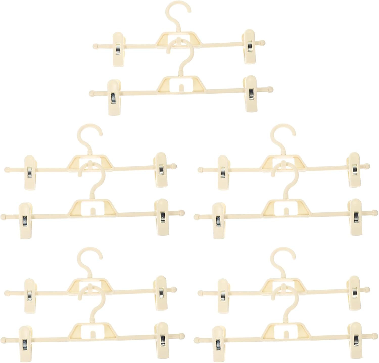 FOMIYES 10pcs Adjustable Anti-Skid Clip Hangers for Pants and Skirts, White Plastic Household Pants Accessories with 360° Rotation, Space-Saving Clothes Storage for Home Closets