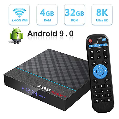 Android TV Box, T95 MAX+ Android 9.0 TV Box 4GB RAM/32GB ROM Amlogic S905X Quad-Core Support 2.4Ghz/5.0Ghz WiFi 8K HDMI Bluetooth 4.0 TV Box