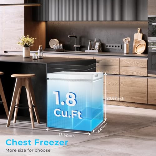 Image of Electactic Chest Freezer 2.0 Cubic Feet Deep Freezer with 2 Removable Baskets, Free Standing Top open Door Compact Freezer, Adjustable Temperature for Home Dorm, Bar, Basement, Kitchen