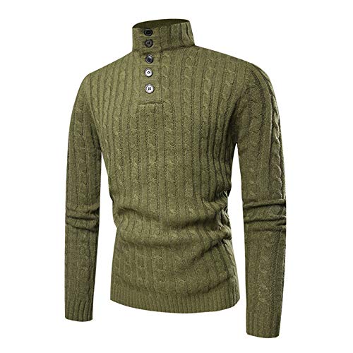 PRJN Jersey de cuello alto para hombre, suéter básico, ajuste delgado, ropa de punto para hombre, suéter de cuello alto, suéter de manga larga de algodón de cuello alto para hombre, suéter de cuello