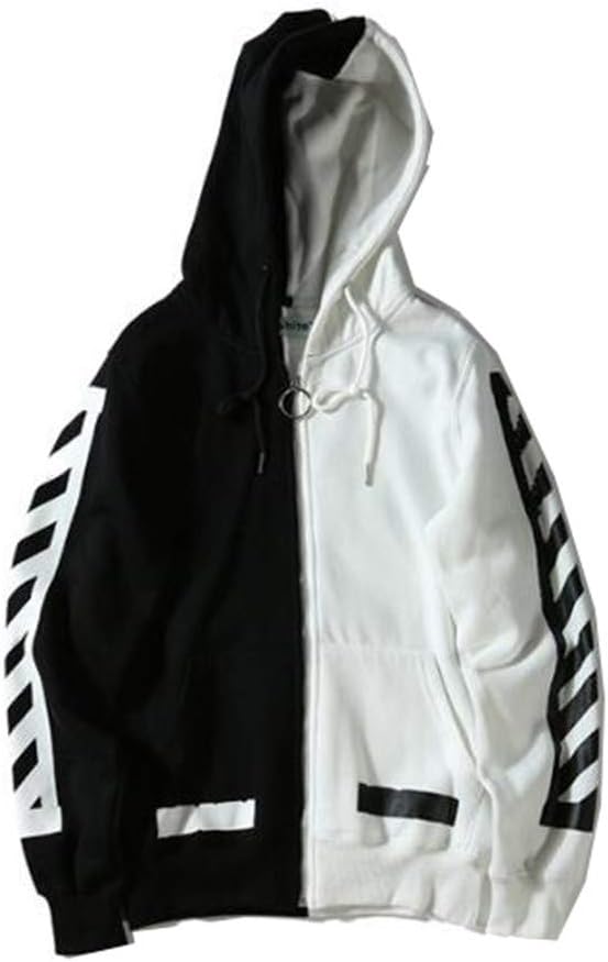 OW Off Casual Loose Casual Cotton FLL Zip Pullover Hoodie Sweatshirt for Men/Women Black