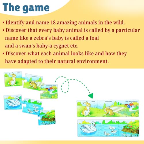 Creative's Animals, Babies & Habitats| Learn About Animals & Their Habitats| Improves Eye Hand Coordination | Learning & Educational Puzzles |18 Sets of Three Pieces Each Puzzles for Kids |Ages 4 & Up
